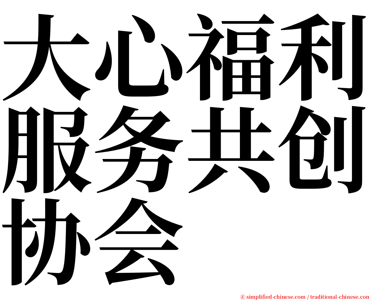 大心福利服务共创协会 serif font