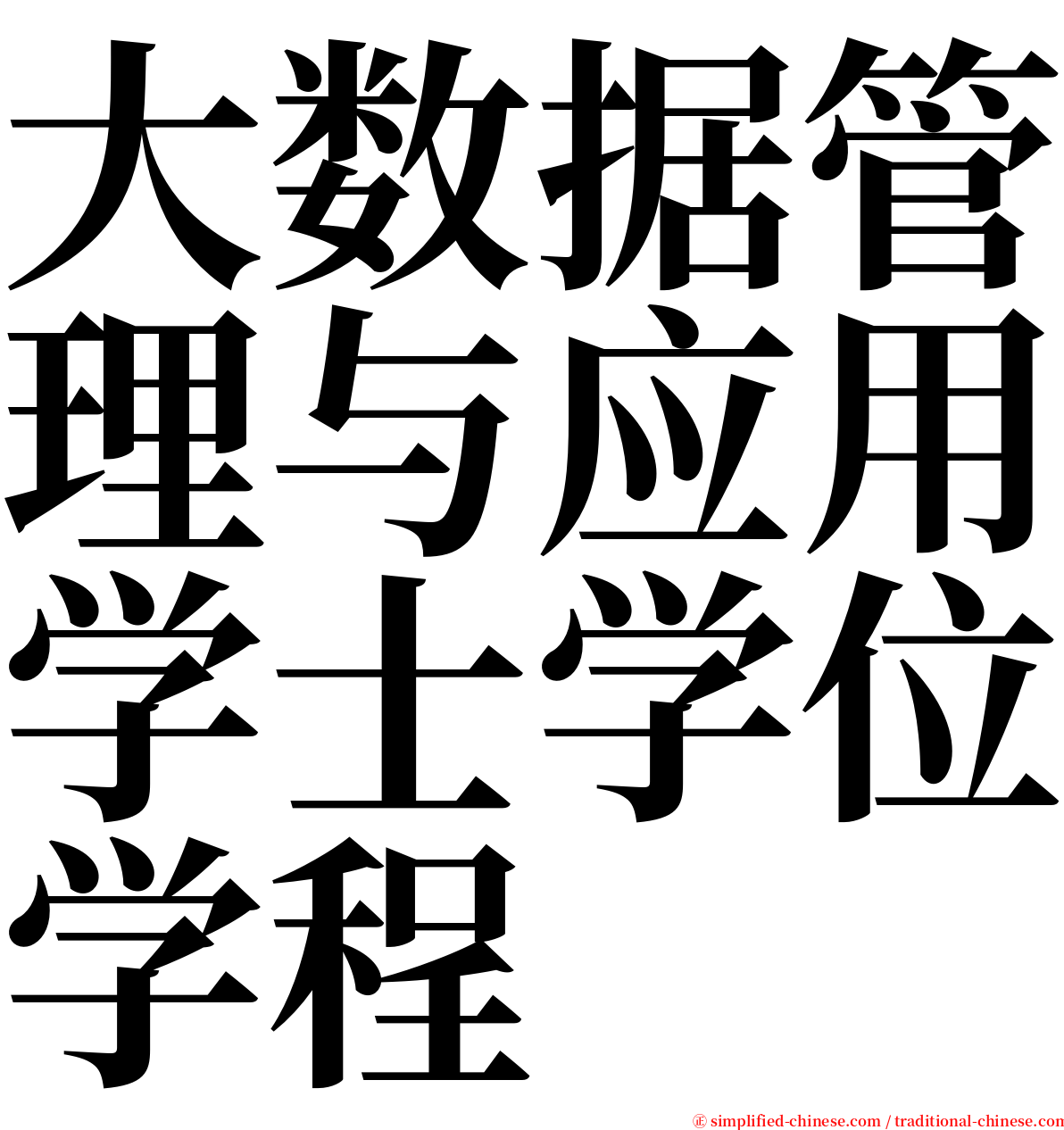 大数据管理与应用学士学位学程 serif font