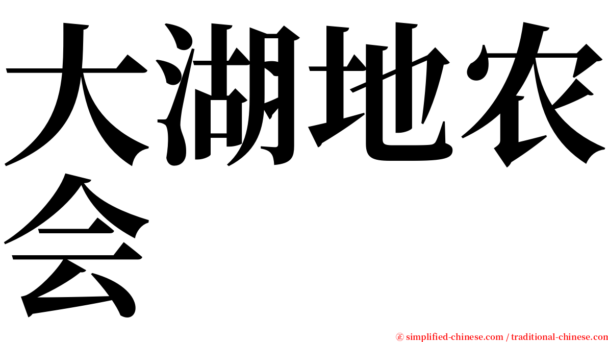 大湖地农会 serif font