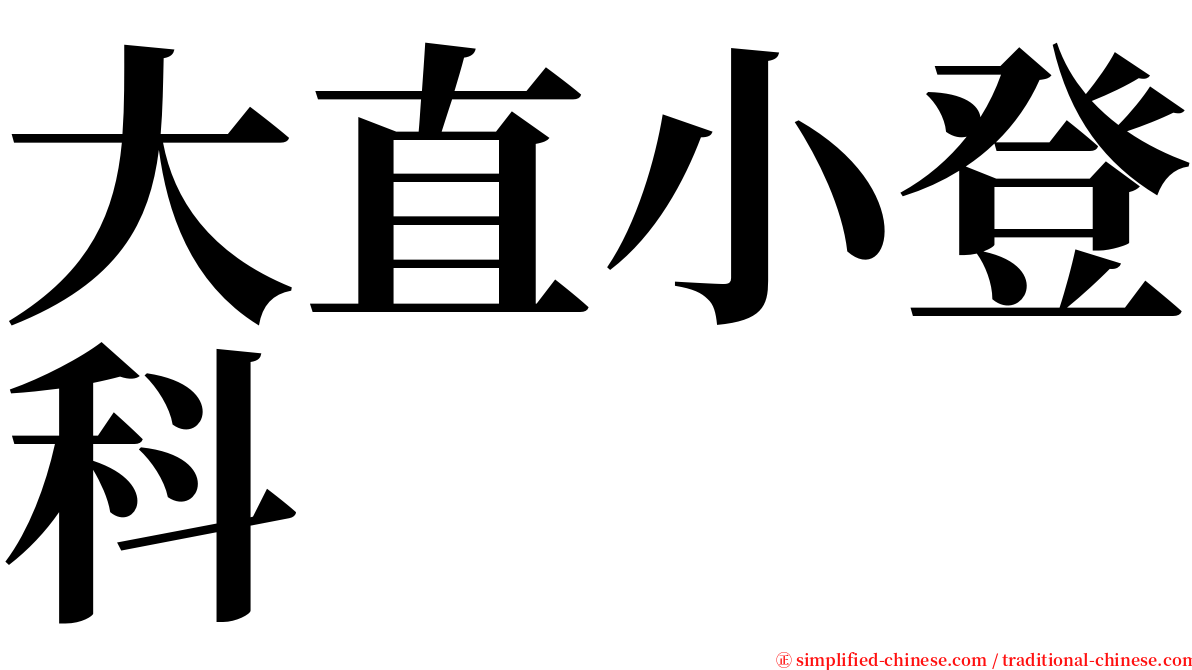 大直小登科 serif font