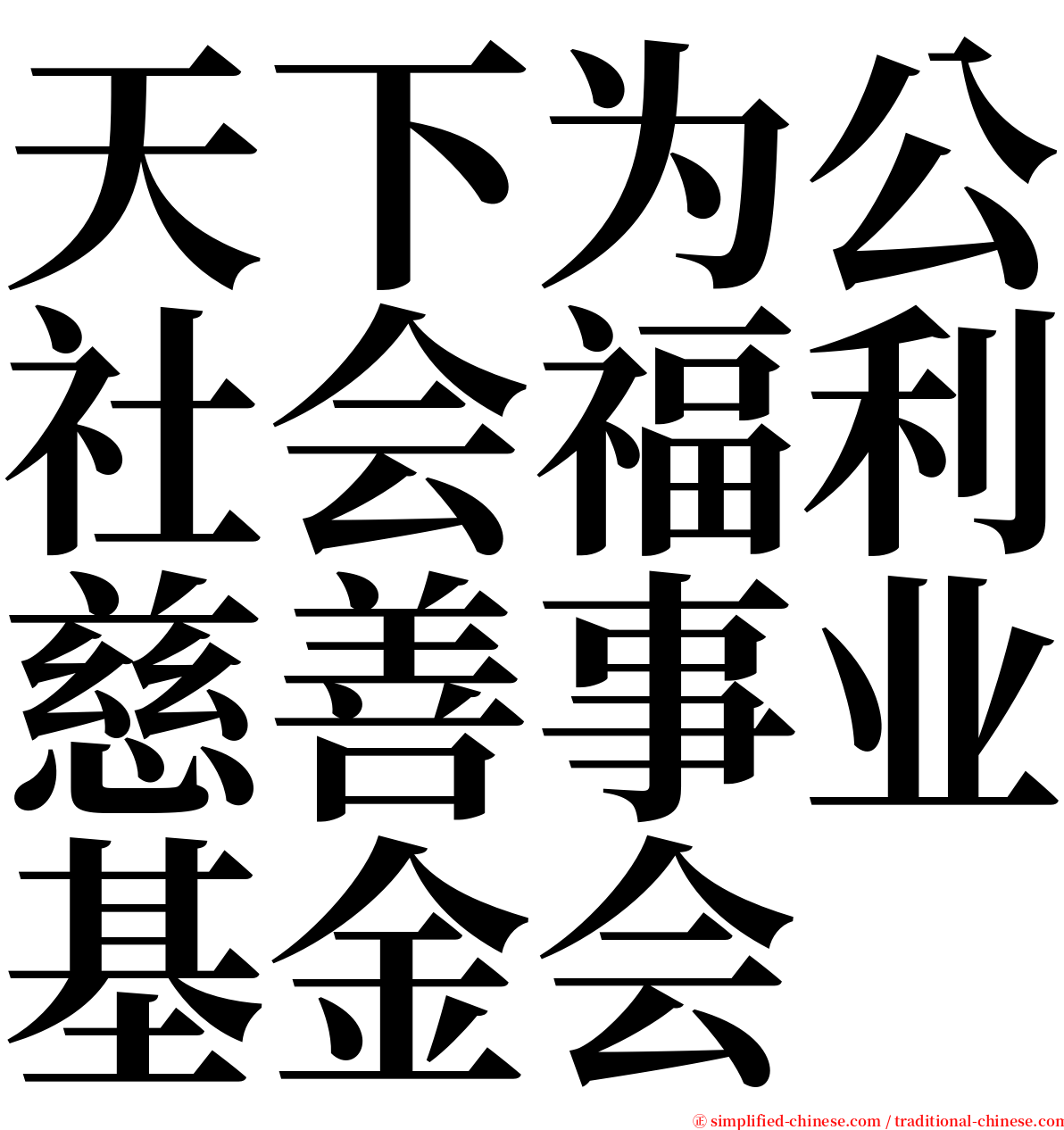 天下为公社会福利慈善事业基金会 serif font