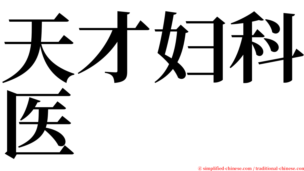 天才妇科医 serif font