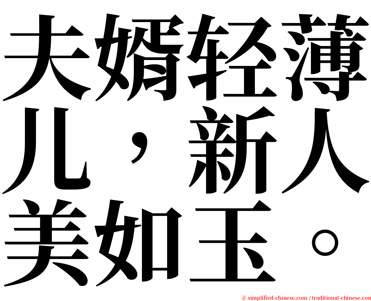 夫婿轻薄儿，新人美如玉。 serif font