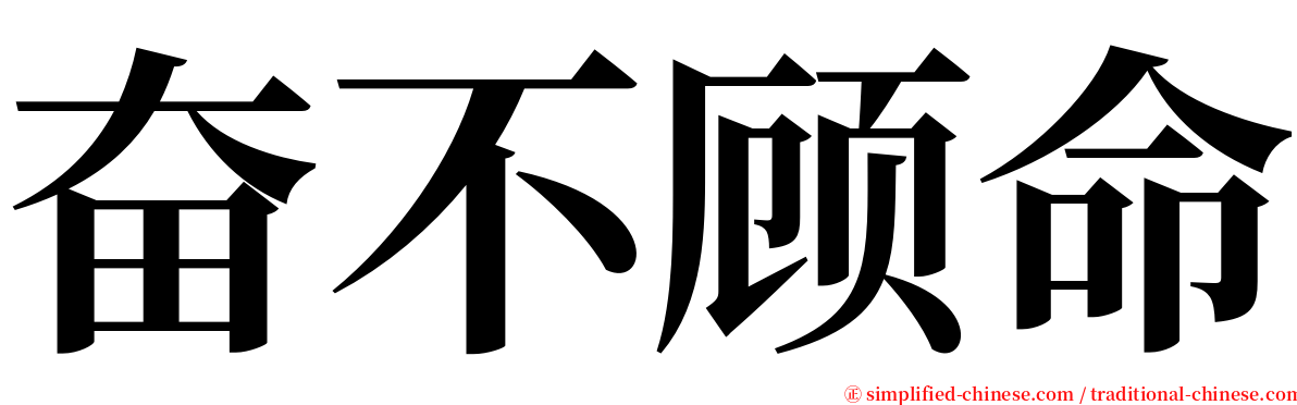 奋不顾命 serif font