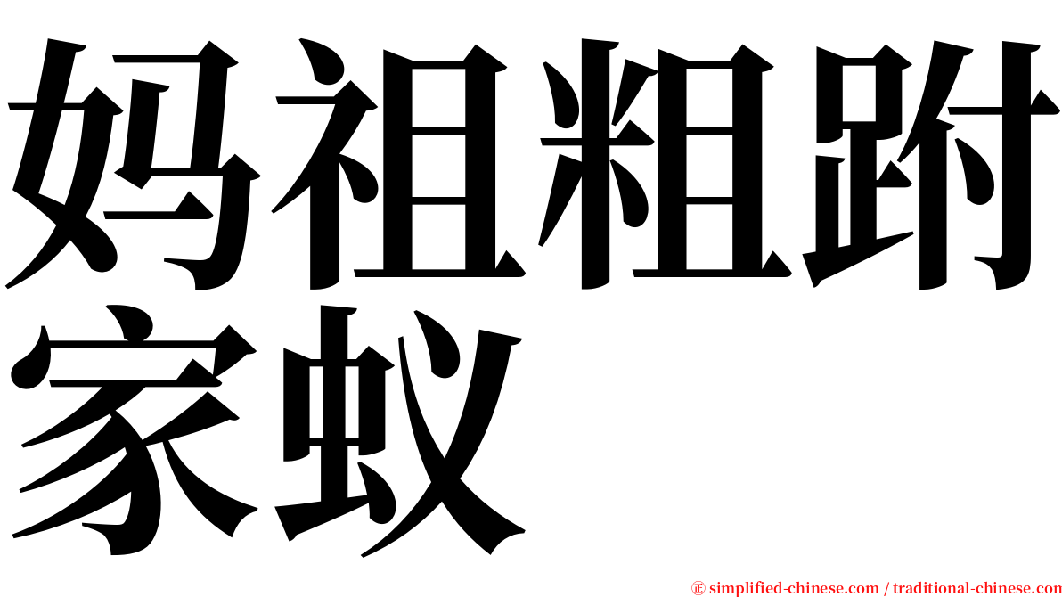 妈祖粗跗家蚁 serif font