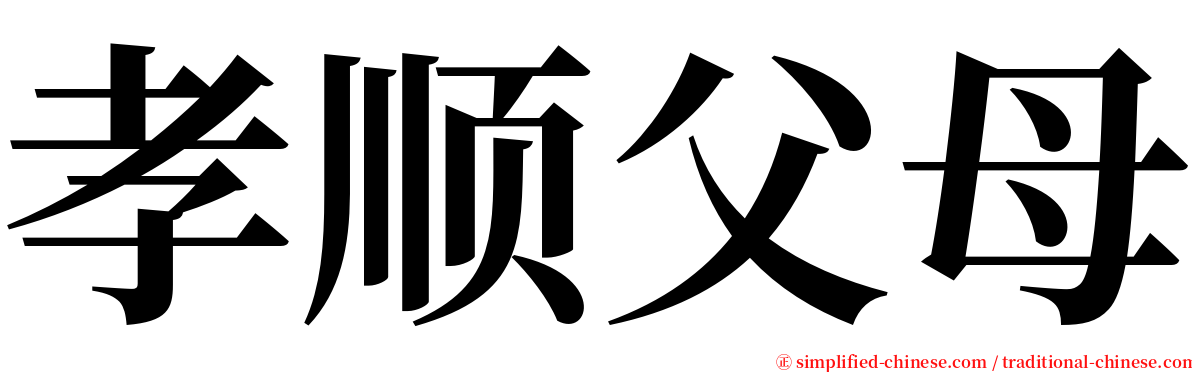 孝顺父母 serif font