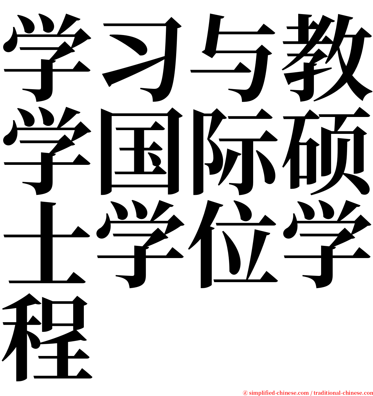 学习与教学国际硕士学位学程 serif font