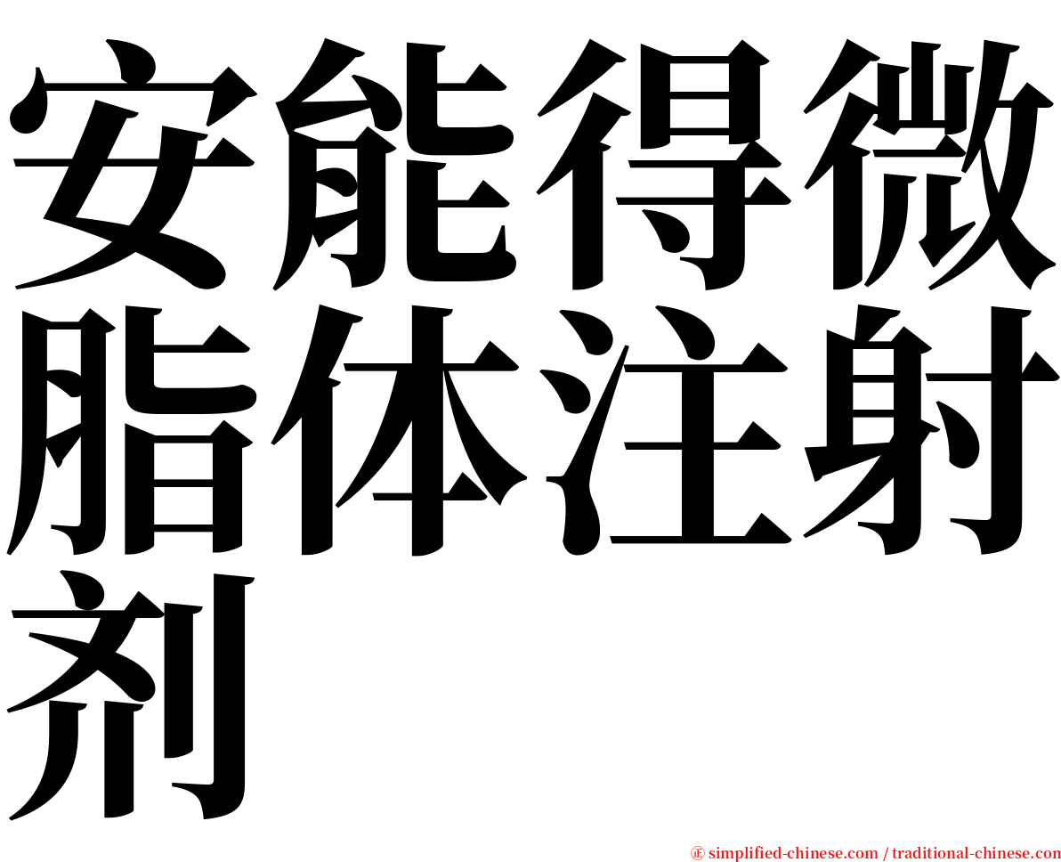 安能得微脂体注射剂 serif font