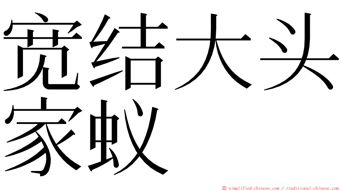 宽结大头家蚁 ming font