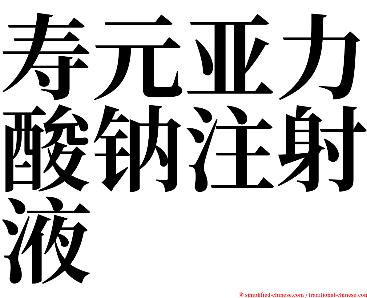 寿元亚力酸钠注射液 serif font