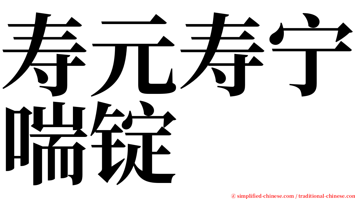 寿元寿宁喘锭 serif font