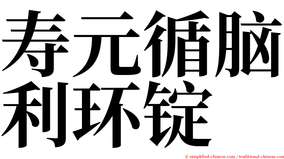 寿元循脑利环锭 serif font