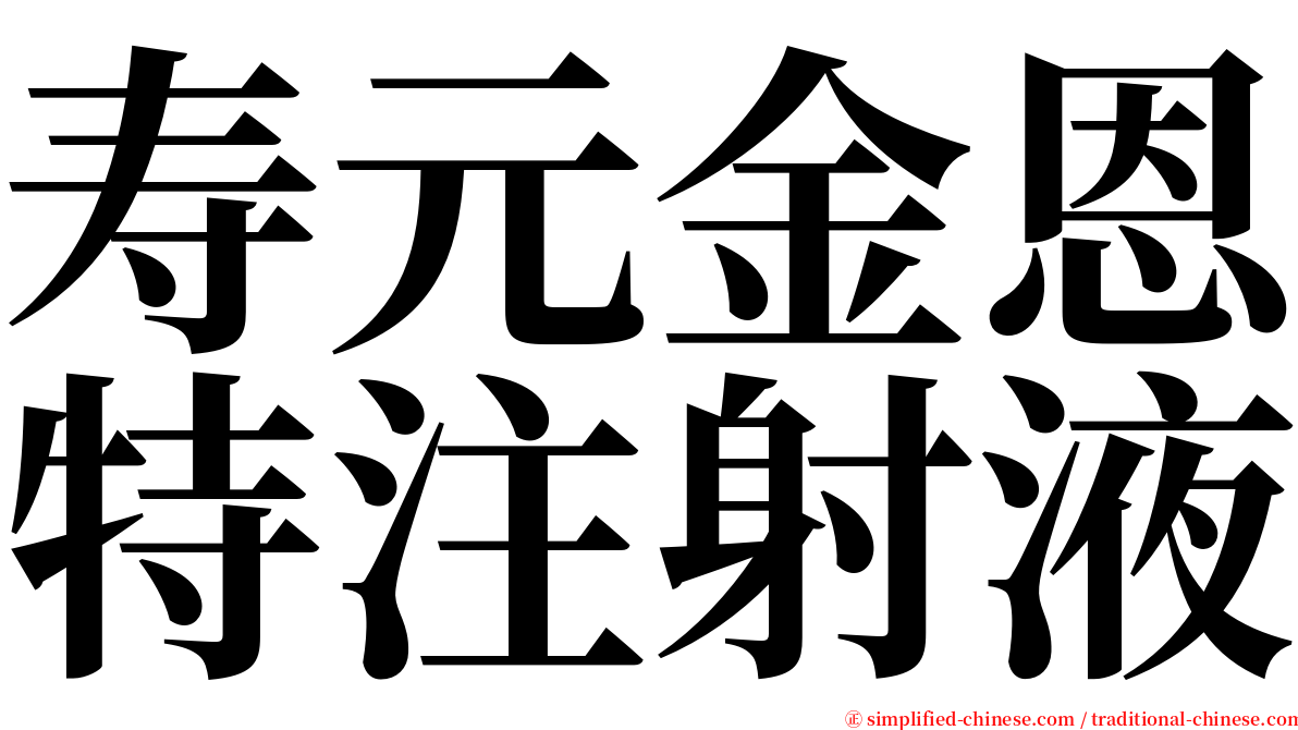 寿元金恩特注射液 serif font