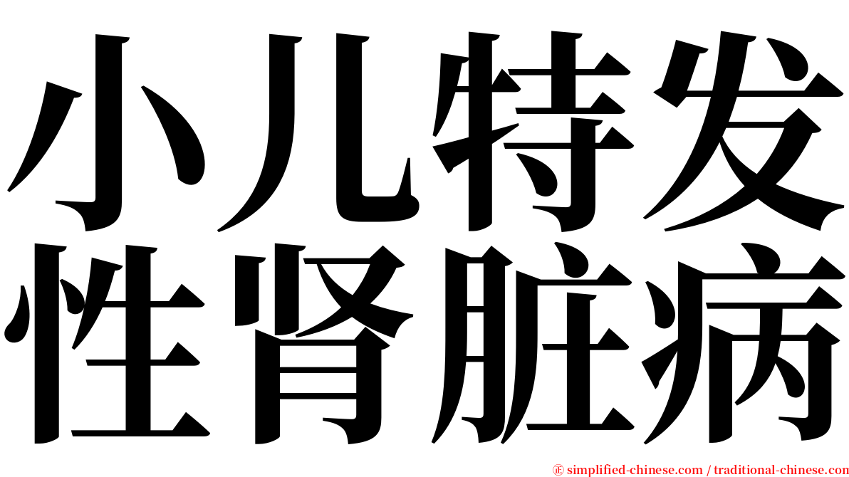 小儿特发性肾脏病 serif font