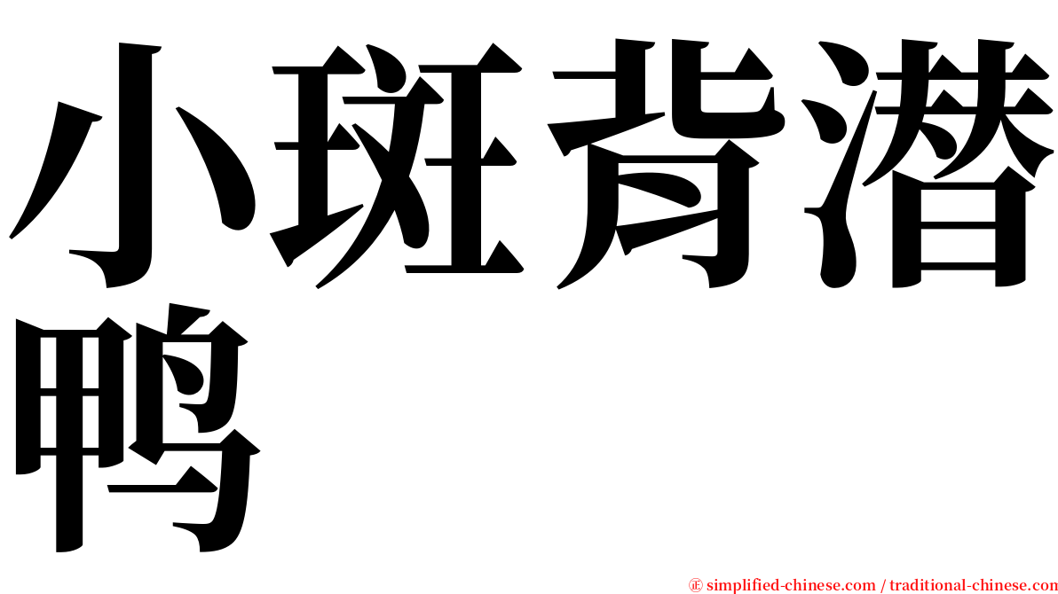 小斑背潜鸭 serif font