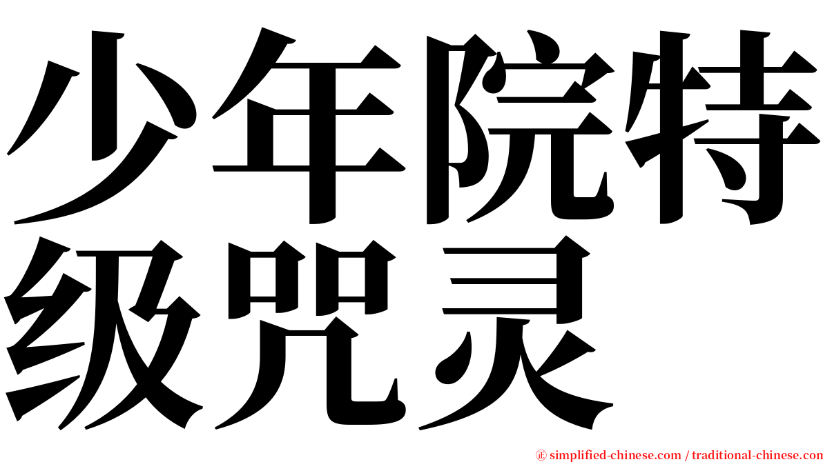 少年院特级咒灵 serif font