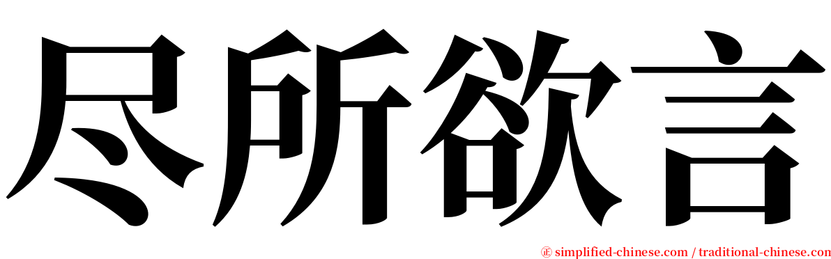 尽所欲言 serif font