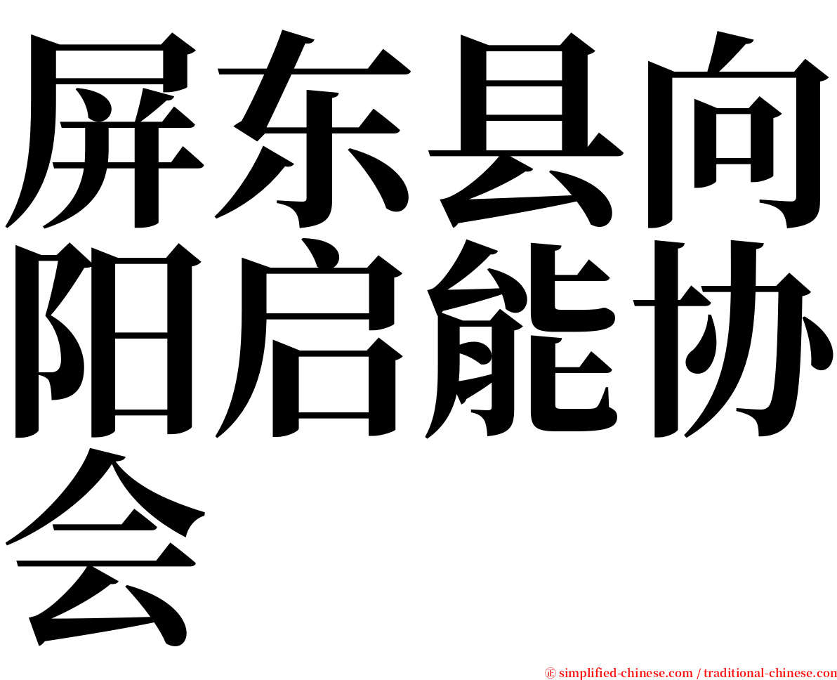 屏东县向阳启能协会 serif font
