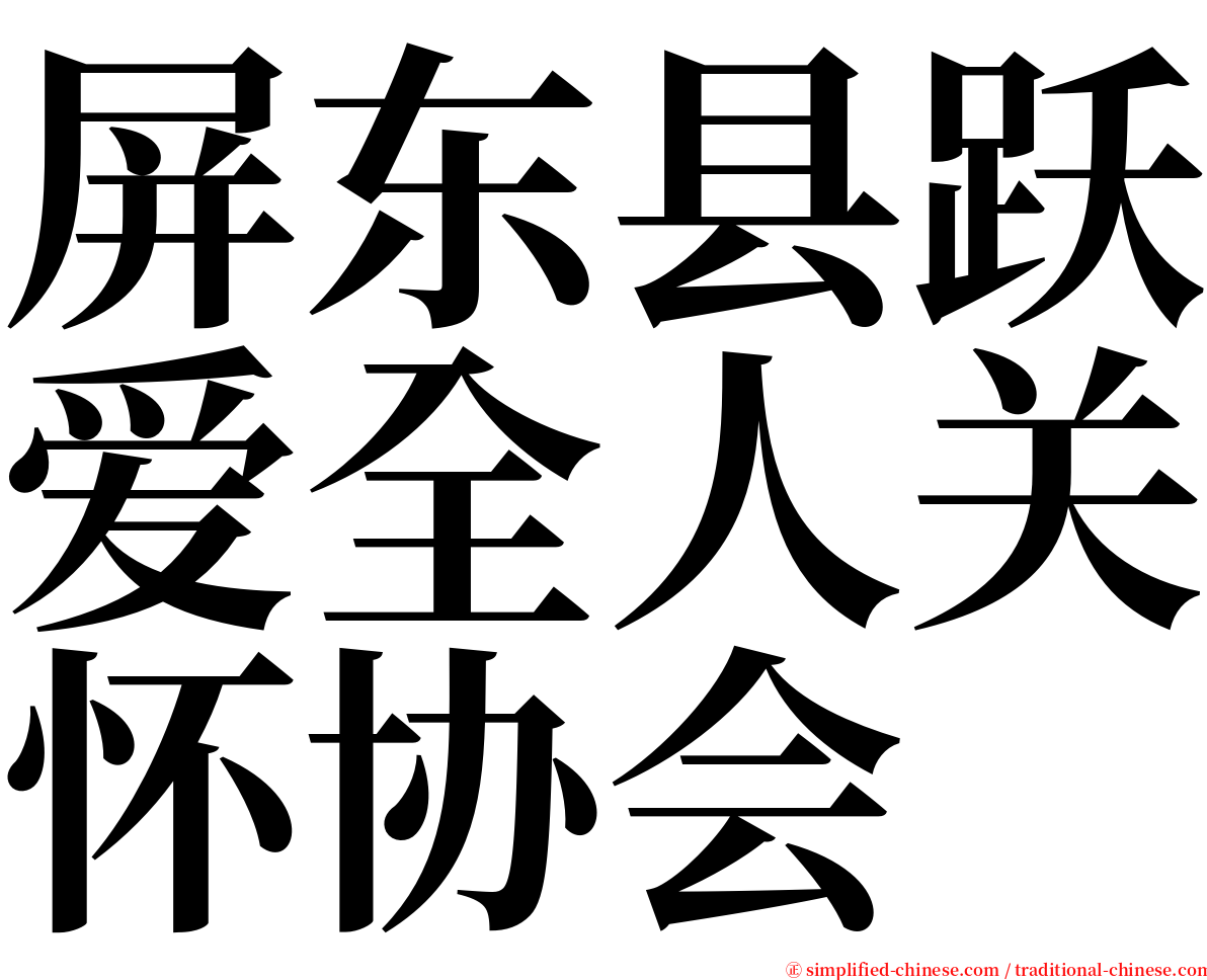 屏东县跃爱全人关怀协会 serif font