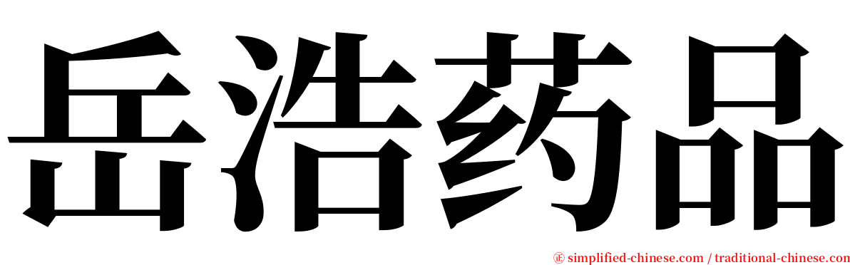 岳浩药品 serif font