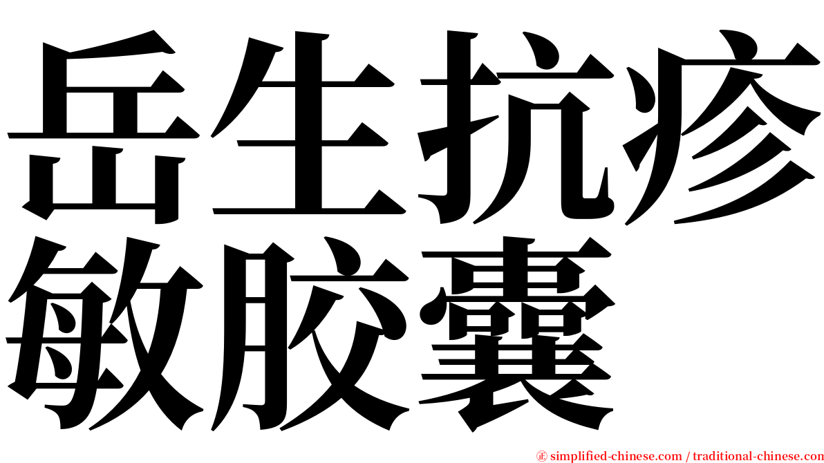 岳生抗疹敏胶囊 serif font