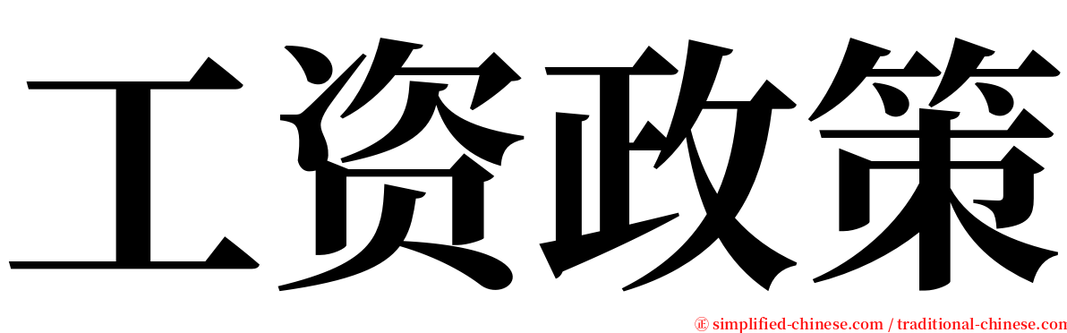 工资政策 serif font