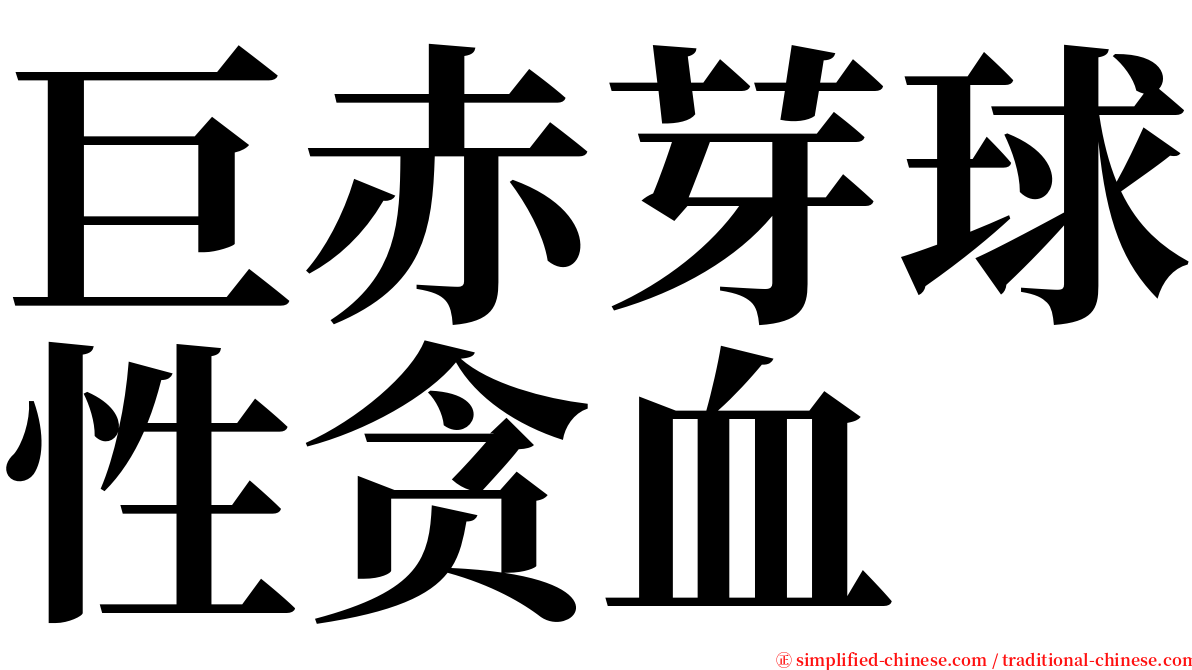 巨赤芽球性贪血 serif font