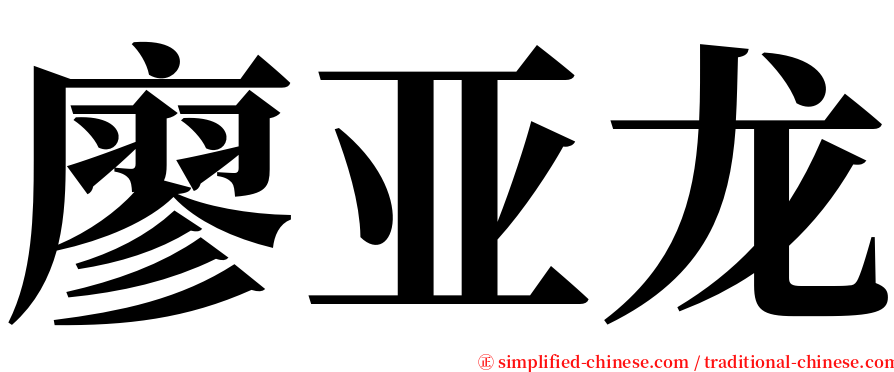 廖亚龙 serif font