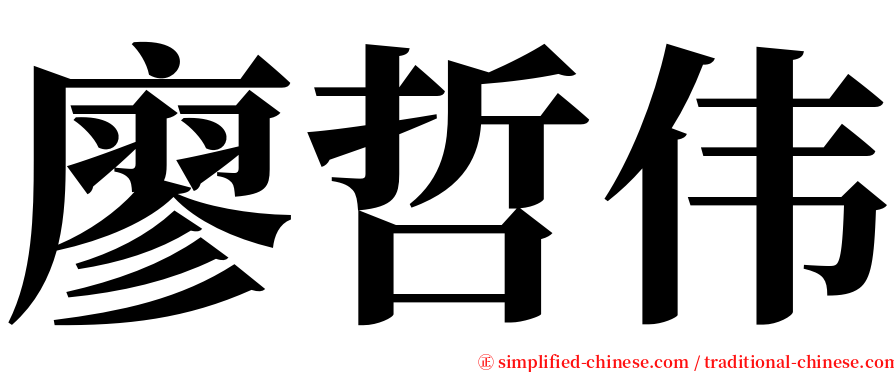 廖哲伟 serif font