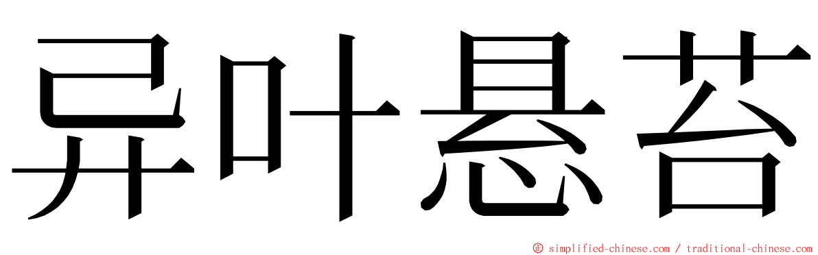 异叶悬苔 ming font
