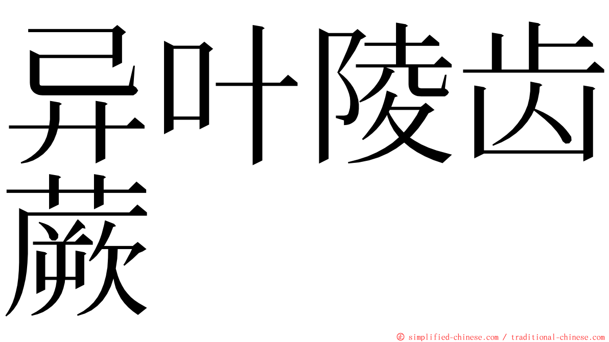 异叶陵齿蕨 ming font