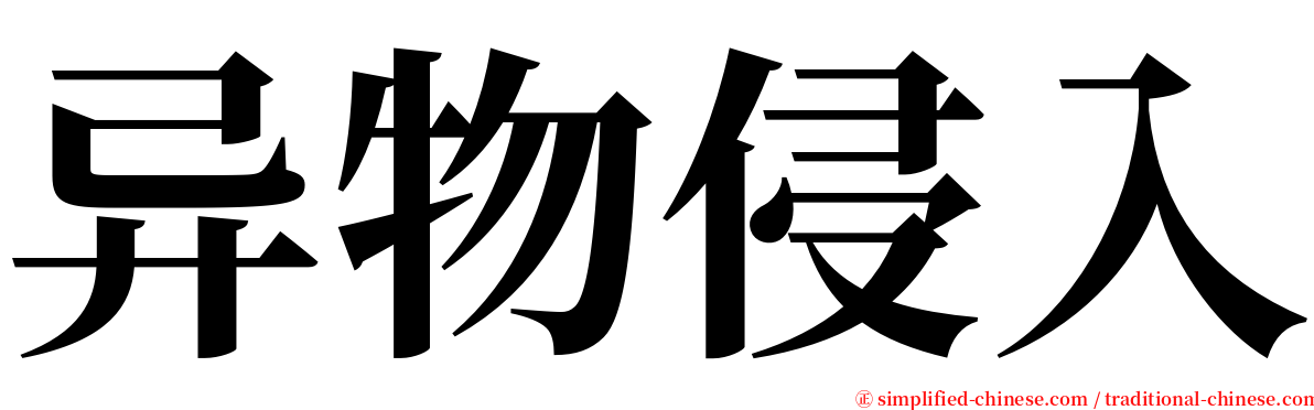 异物侵入 serif font