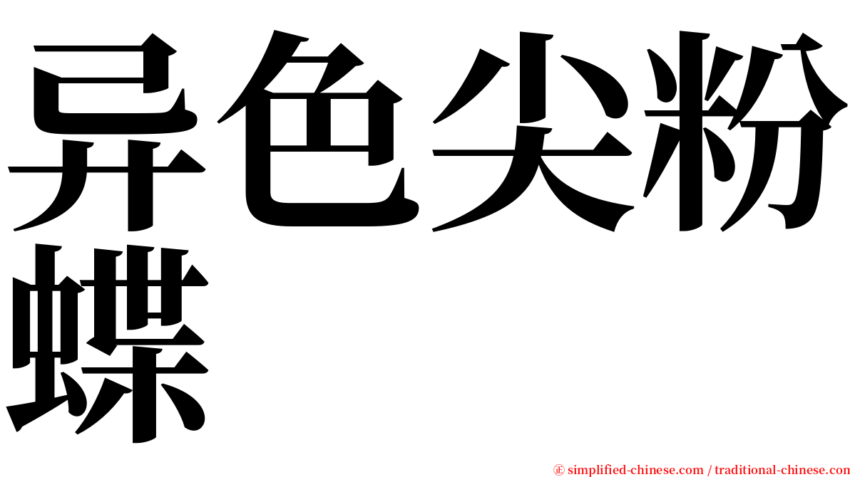 异色尖粉蝶 serif font