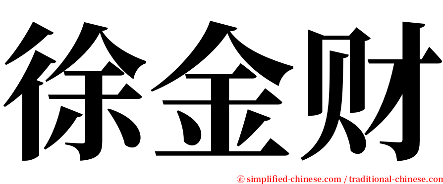 徐金财 serif font