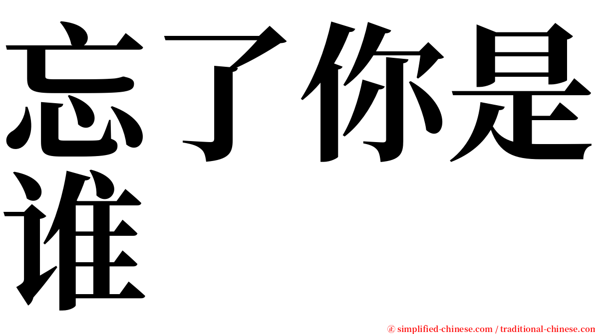 忘了你是谁 serif font