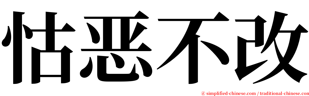 怙恶不改 serif font