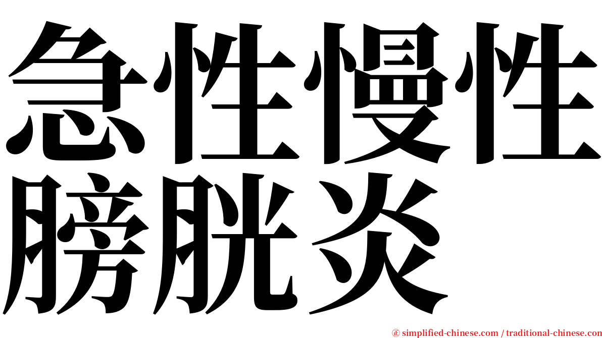 急性慢性膀胱炎 serif font