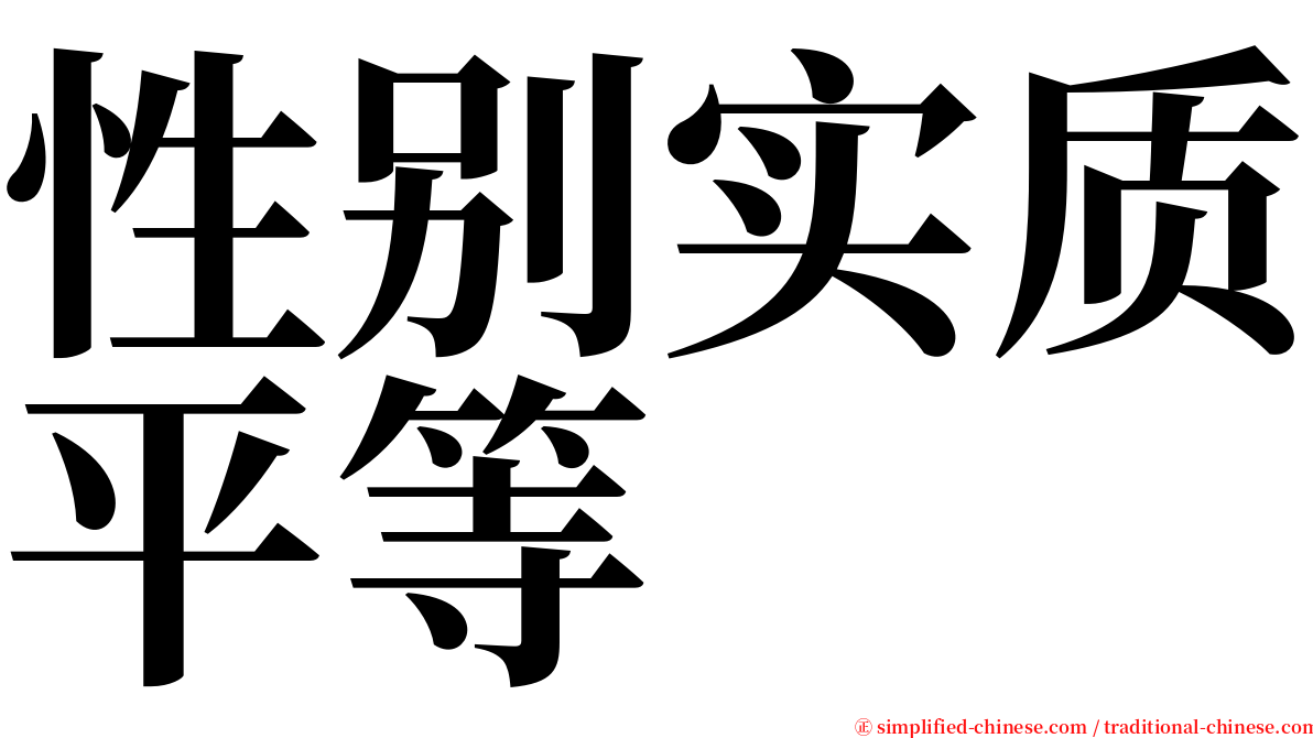 性别实质平等 serif font