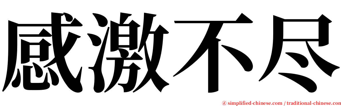 感激不尽 serif font