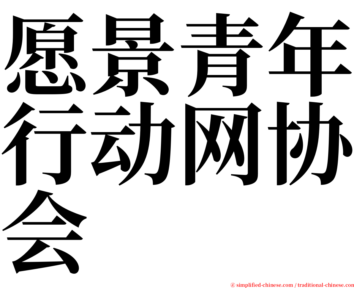 愿景青年行动网协会 serif font