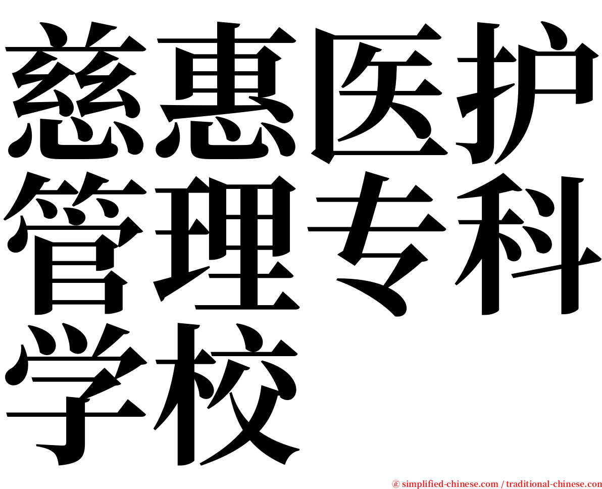 慈惠医护管理专科学校 serif font