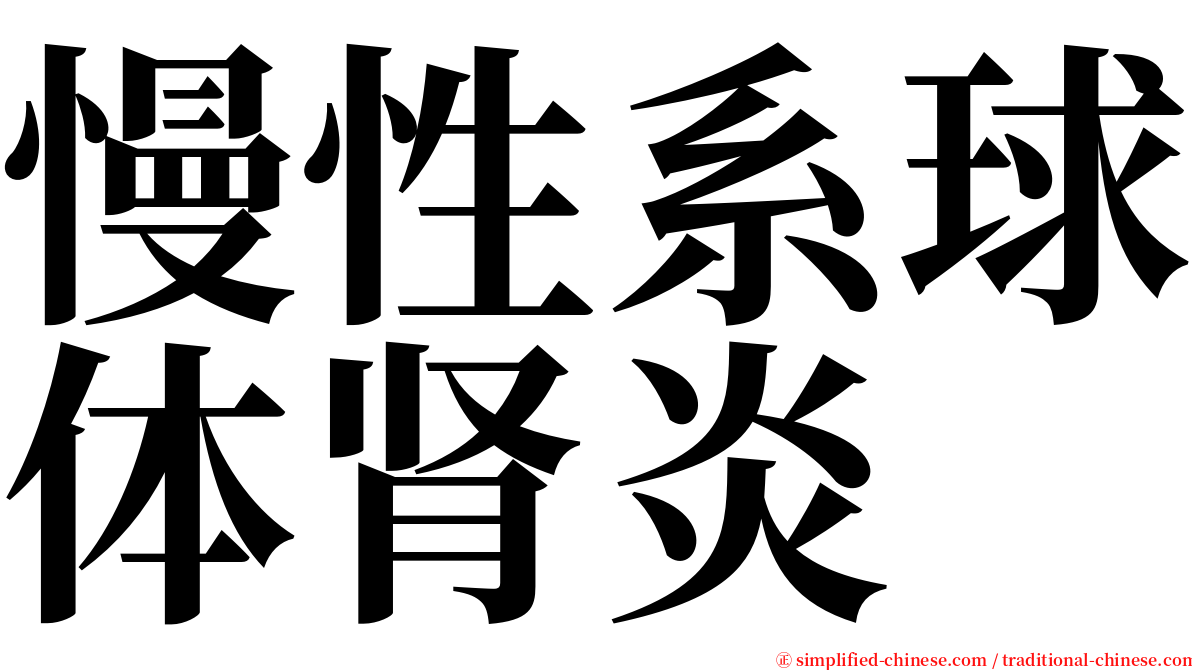 慢性系球体肾炎 serif font