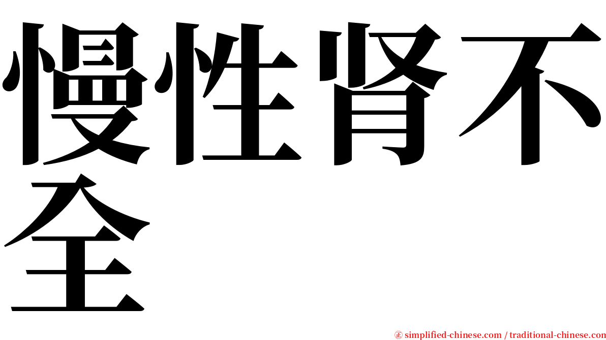 慢性肾不全 serif font