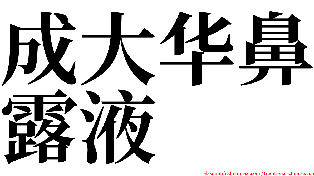 成大华鼻露液 serif font