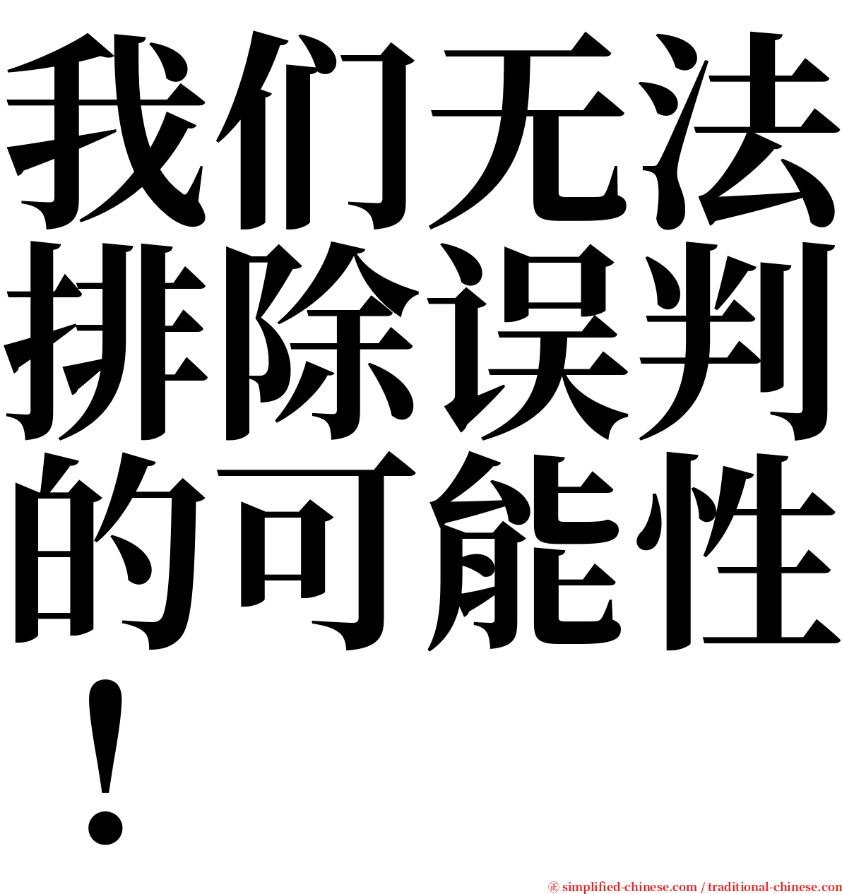 我们无法排除误判的可能性！ serif font