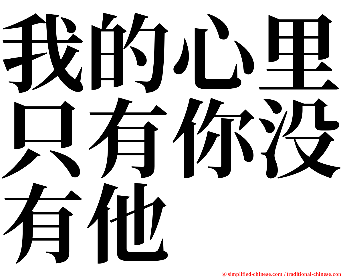 我的心里只有你没有他 serif font