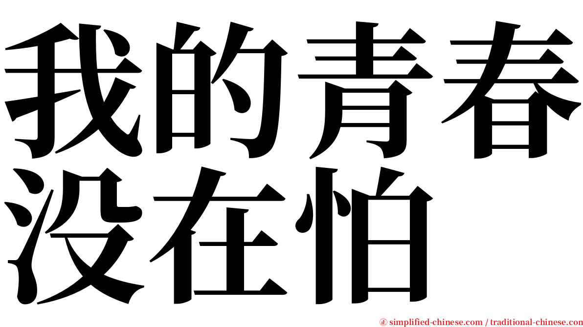 我的青春没在怕 serif font