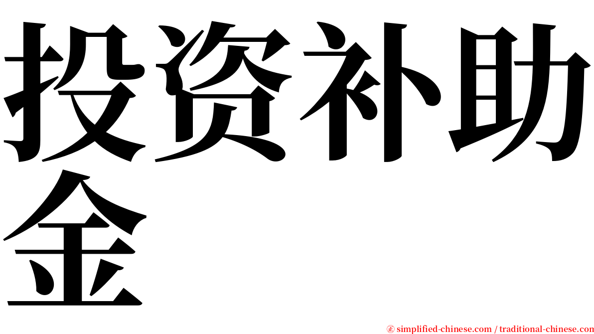 投资补助金 serif font