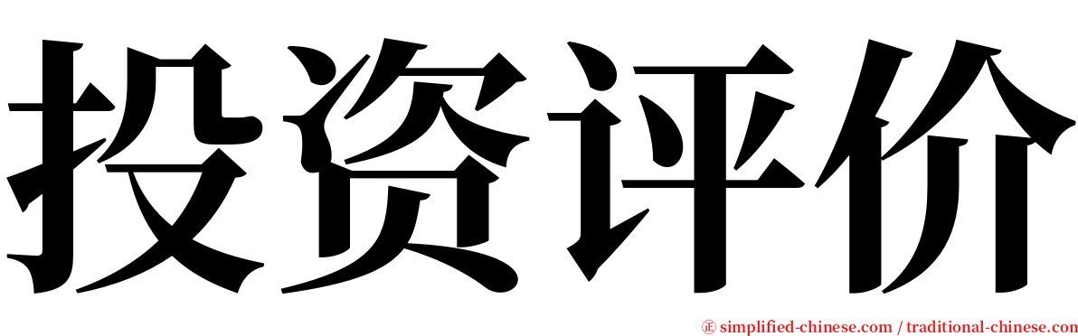 投资评价 serif font