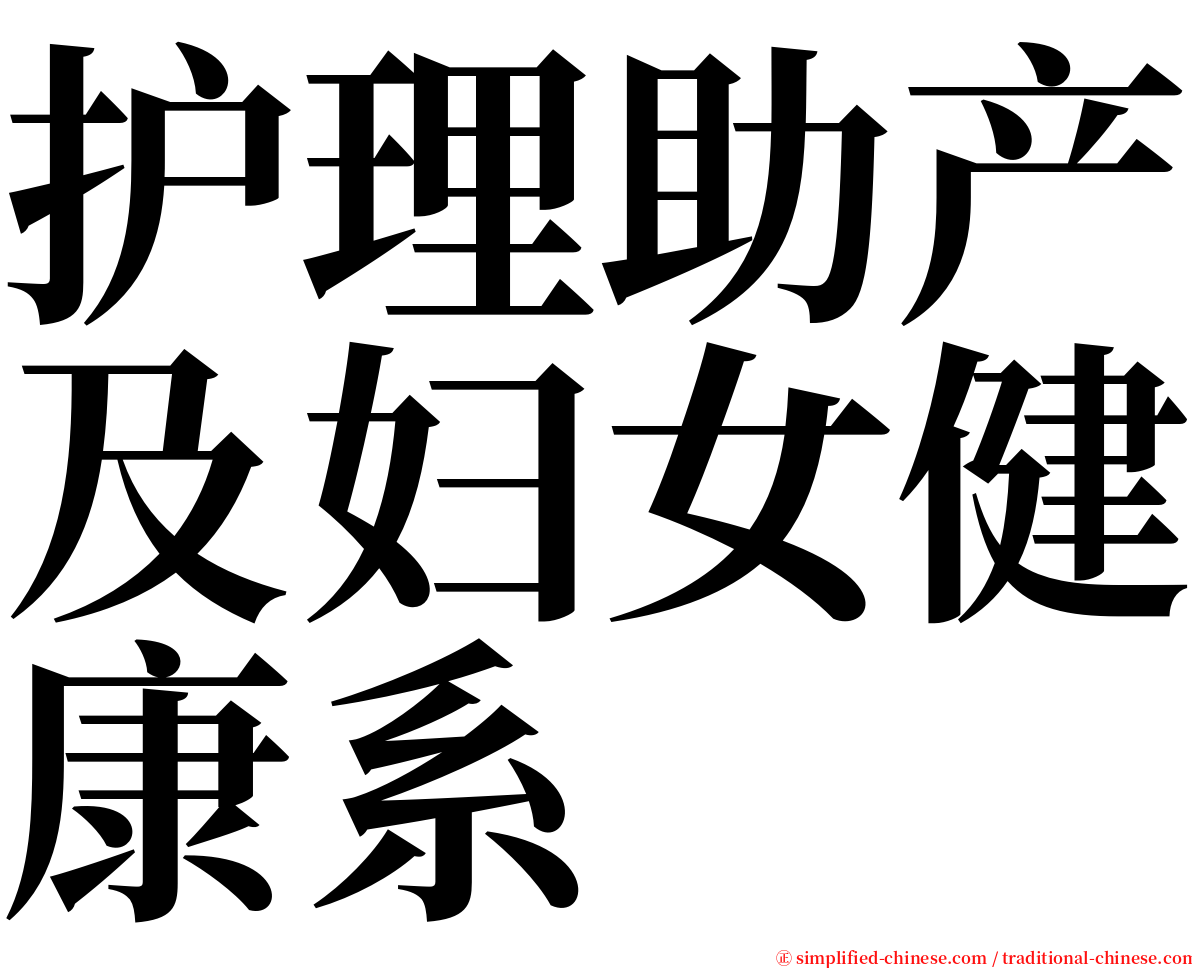 护理助产及妇女健康系 serif font